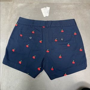 J. Crew 4” Embroidered Cherry Chino Short